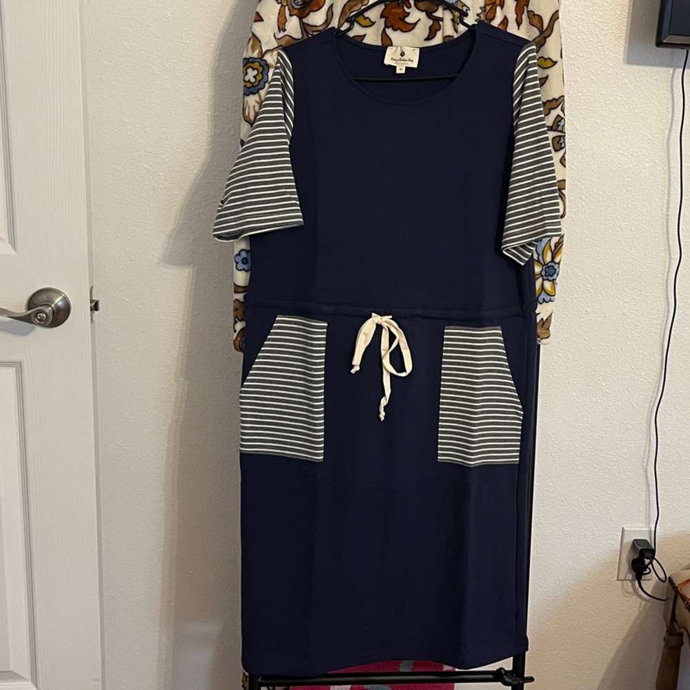 Navy and White Striped Women's Dress